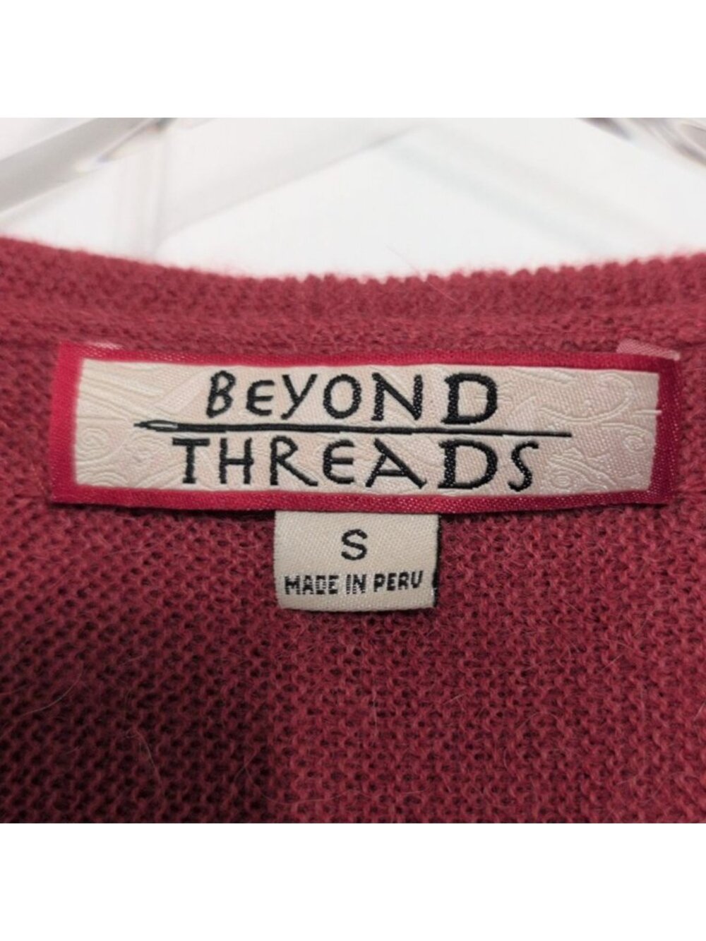 Beyond Threads Alpaca Wool Duster Womens Size Small Red Ruffle Boho Cardigan - Picture 6 of 11